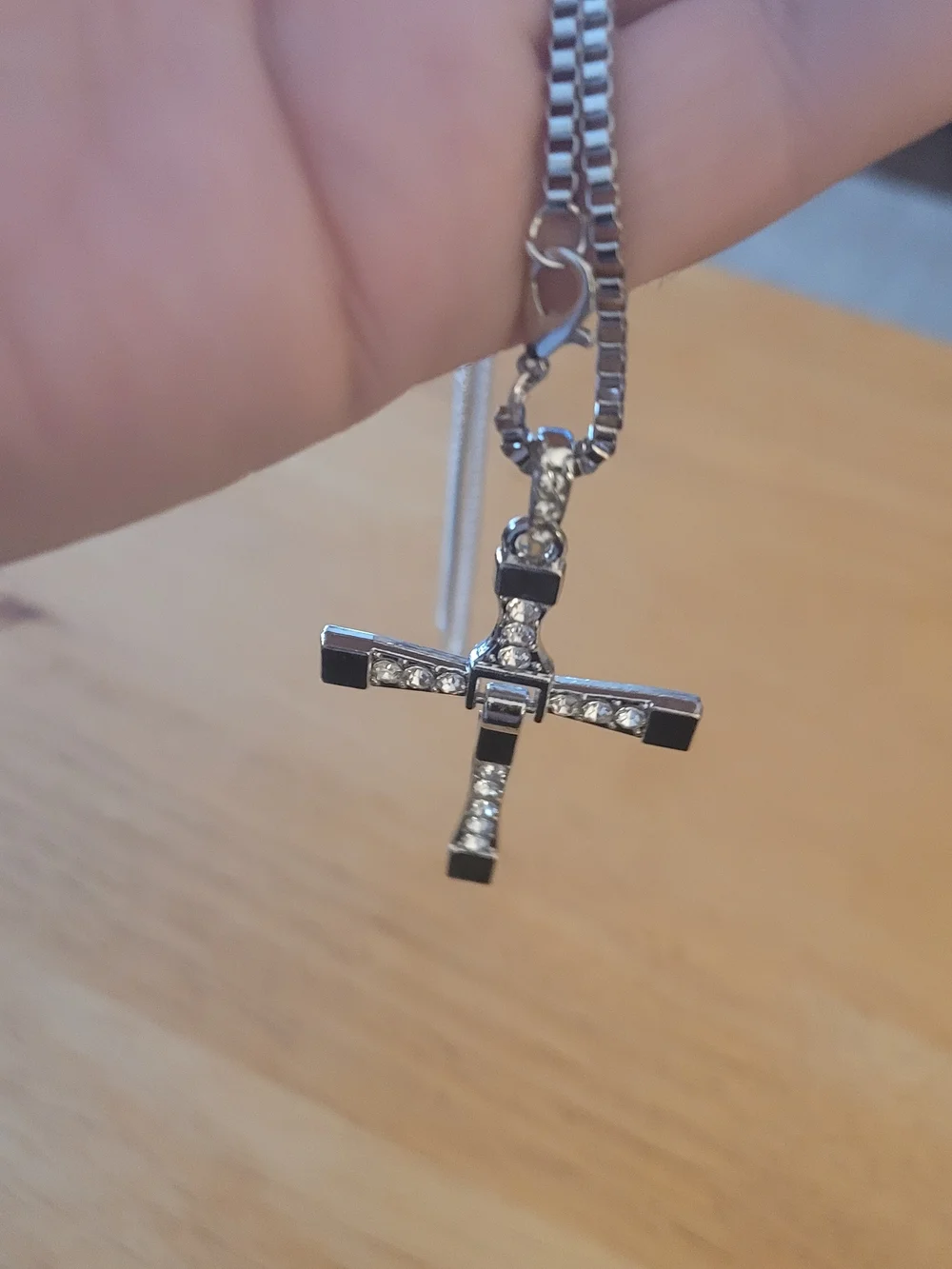 Silver Crystal Cross Pendant Necklace - Elegant Jewelry